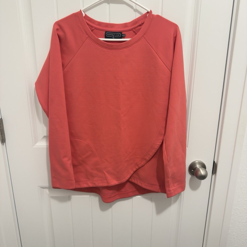 Duffield Lane Women's Coral Wrap Sweatshirt Pockets Size Medium